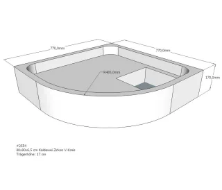 Neuesbad Wannenträger für Kaldewei Zirkon 80x80x6,5 Viertelkreis SD20098