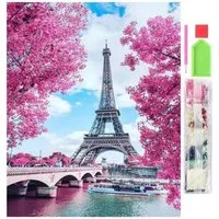 LA CUTE Malen nach Zahlen 5d Diamant Mosaik Stickerei 5D Paris Eifelturm 30x40cm. (DIY Diamant-Malerei Set für kreative Bastelprojekte., Enthält Leinwand, Diamanten, Applikator, Aufbewahrungsbehälter), Selbstklebende Leinwand, verschiedene Diamantgrö