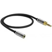 Klinkenverlängerungskabel 3,5mm 3Pin Stecker > Buchse schwarz, 0,5 Meter, mit 6,35mm Schraubadapter