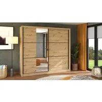 Home affaire Schwebetürenschrank Navara Kleiderschrank mit Spiegel Wäscheschrank Garderobe Kleiderschrank mit Spiegel, FSC®-zertifiziert, 242,5x215,5x61cm