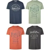 riverso T-Shirt Herren Printshirt RIVLeon Regular Fit (4-tlg) Kurzarm Tee Shirt mit Rundhalsausschnitt aus 100% Baumwolle