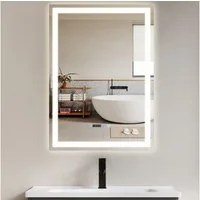Nettlife Badspiegel Wandspiegel Beleuchtung Touch-Schalter Dimmbar 50/60/100cm, mit Touch-Schalter und Entfogger-Funktion Ideal für Badezimmer