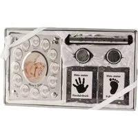 LB H&F Lilienburg Neugeborenen-Geschenkset Neugeborenen-Geschenkset Geburt Baby Taufe Babyset Geschenk Set silber (Fotorahmen Bilderrahmen silber neutral Aufbewahrung Geburtsurkunde XL Zahndose Haardose Geburt Mitbringsel Geschenk Geschenkbox Babyges