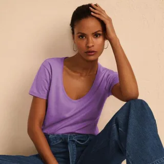 Supima® Shirt mit Ballettausschnitt und kurzen Ärmeln für Damen, Damen, size: regular, Pink, Baumwolle, by Lands' End
