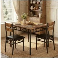 GarveeMore Essgruppe Essgruppe (3-teilig) mit Tisch und Stühlen für zwei Personen, 70 x 70 x 75 cm Stabiles Metallgestell für Küche Wohnung kleine Räume