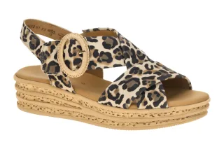 Gabor 84.556 Damen Sandalette Braun Natur Keilabsatz Klettverschluss