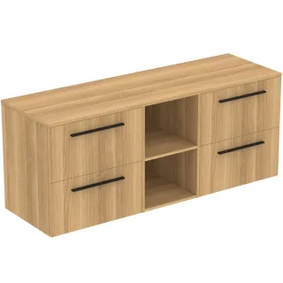 Ideal Standard Möbel-Set 160cm i.life B 4 Auszüge 2 mi.off.Fächer Gr.Schwarz Eiche Natur, T5843NX T5843NX