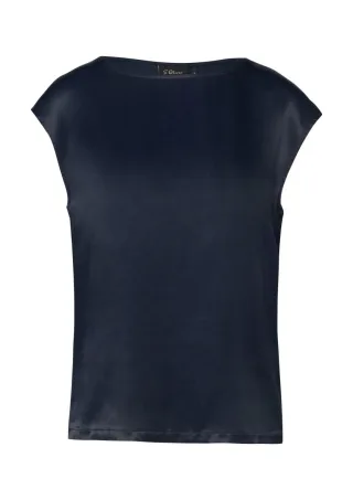 s.Oliver BLACK LABEL - Ärmelloses Shirt im Fabricmix blau - Gr. - 42