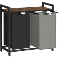 VASAGLE Wäschekorb, 2 Wäschesäcke aus Oxford-Gewebe, abnehmbar, 2 x 46 L