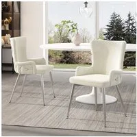 Flieks Esszimmerstuhl (Set, 2 St), 2er Set Polsterstühle Küchenstühle Samt Wohnzimmer Metallbeine
