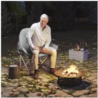 Outsunny Campingstuhl mit Seitentasche, Tragetasche, gepolstert (Faltstuhl, 1 St), bis 120kg belastbar, für Garten Camping Strand