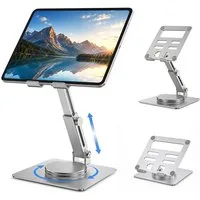 Refined Living Tablet-Ständer Tablet Halterung für Tisch 360° Drehbare höhenverstellbar Faltbarer, (Verstellbarer Aluminium Desktop-Ständer Tablet und Handy Ständer, 1-tlg., Kompatibel mit 3-14" iPads, Tragbaren Monitoren, Kindle und Viel Mehr, Organ