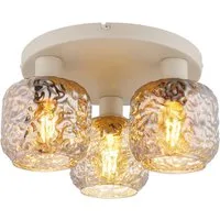 GLOBO LIGHTING Deckenleuchte ANTONIO, Leuchtmittel wechselbar, Deckenleuchte beige matt mit rauchfarbenem Glas, elegant