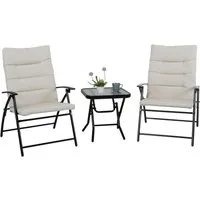 SVITA Balkonset VENTURA, (3-teilig, 2 Stühle, 1 Tisch), gepolstert, Klappstühle, Klapptisch, Camping-Möbel, Metall, Beige
