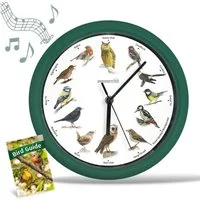 Starlyf Wanduhr Birdsong Clock (Uhr mit natürlichen Vogelstimmen, 25x25cm, batteriebetrieben, grün)