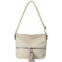 ITALYSHOP24 Schultertasche Damen Tasche Crossbody Shopper Umhängetasche Handtasche Leder Optik, Hobo Bag Damentasche City Bag Freizeit CrossOver Fransen Henkeltasche