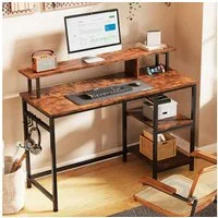 OUNUO Schreibtisch Schreibtisch Computertisch mit Monitorständer und Abnehmbarem Regal