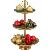 Koopman Etagere Servierständer 50x30 cm Goldfarbend Aufbewahrung Metall Demontiert, Metall, (Stück, 1-tlg., Packung), 3 Etagen, Metall, 50x30cm, Keksständer, Servierständer