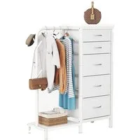 Patbrela Garderobenständer Garderobe mit 5 Stoff Schubladen, Kommodeschrank mit Kleiderstange, Stoffkommode für Schlafzimmer Wohnzimmer Flur Kinderzimmer