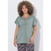 Ulla Popken T-Shirt T-Shirt Zierlitze Tunika-Ausschnitt Flügel-Halbarm