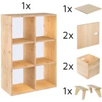 Astigarraga Kit Line Standregal Dinamic Regal-Set "Allrounder", Würfelregal, Vollholz, 7-tlg.