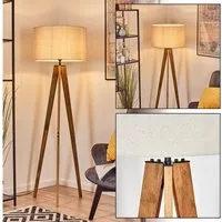 hofstein Stehlampe Stehlampe aus Holz/Metall im modernen Boho-Design, Stehleuchte mit Schirm aus Leinen, Ø 50 cm, 162 cm, E27, Fußschalter