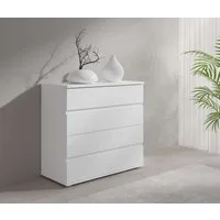 OTTO home Kommode Greeti Sideboard mit 4 Schubladen, Maße B/T/H: 91,2/42/84,3 cm, Schubladenschrank mit viel Stauraum, weiß matt, Breite 91,2 cm