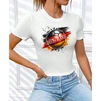 RMK T-Shirt Damen Shirt Top Trikot Fan Fußball Deutschland Germany EM WM 2024 aus Baumwolle