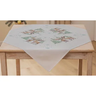 Stickmitteldecke "Rehe Winterlandschaft"
