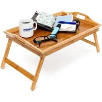 relaxdays Tablett Betttablett Bambus lackiert klappbar, Bambus, (1-tlg)