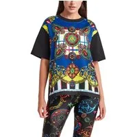 Versace Print-Shirt Damen Barock T-Shirt Bluse Multicolor Statement aus Farbe und ikonischer Bildsprache