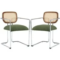 WAHSON OFFICE CHAIRS Esszimmerstuhl 2er Set Leinen Küchenstuhl Rattan geflochtene Rückenlehne