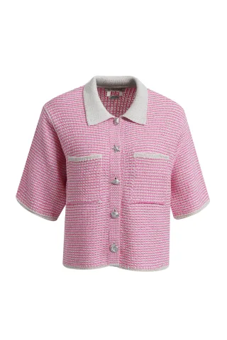 Smith&Soul - Structure Stripe Cardigan bubblegum print - Gr. - XS