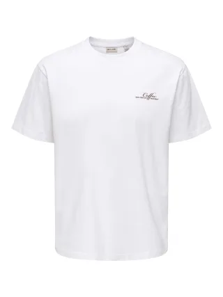 ONLY&SONS - ONSFRED LIFE MID CENTURY RLX SS TEE Bright White - Gr. - L