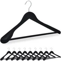 relaxdays Kleiderbügel Schwarze Kleiderbügel Samt im 10er Set