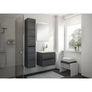 Artiqua Serie 827 Badmöbel-Set mit Spiegelschrank 60 cm BLOCK-827-61-1C Waschtisch mit Unterschrank, castello eiche