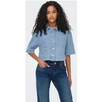 ONLY Jeansbluse ONLCLEO LIFE SS CROP DNM SHIRT PIM NOOS Baumwolle