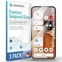 smartect Displayschutzglas 3X Schutzglas Panzerfolie Klar für Nothing Phone (4a) Pro / (4a) für Nothing Phone (4a) Pro / (4a), Set, 3 Stück, 0.3 mm Ultra-klar, 9H Härte, Kratzfest, Stoßfest, Blasenfrei, Oleophob