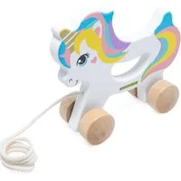 KiNDERWELT Stoffpuppe Nachziehspielzeug Einhorn aus Holz, kindgerechtes Lernspielzeug, Kinde