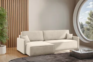 Ecksofa Schlafsofa Sofa LOUIS Stoff Salvador Beige Ottomane Links
