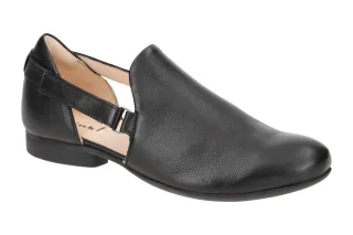 Think 750 GUAD Damenschuhe Slipper Schwarz Echtleder bequem rund F-Normal Abs...