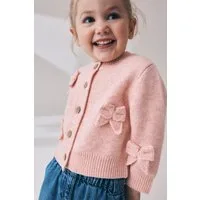 Next Strickjacke Bestickte Strickjacke mit Schleife (1-tlg)