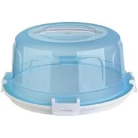 Engelland Kuchentransportbox mit Griff, Deckel und 4-fach Klick-Verschluss, rund, Kunststoff, (36,50 cm x H 17,50 cm, BPA-frei), spülmaschinengeeignet, lebensmittelecht, Stückeinteilungshilfe