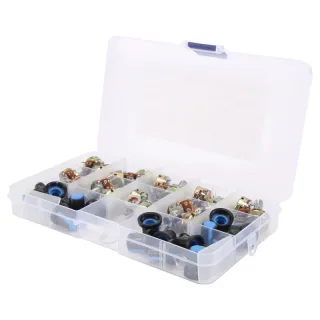 18Pcs/lot 9 Values WH148 Potentiometer B1K 2K 5K 10K 20K 50K 100K 250k 500K 1M ohm Linear Rotary Potentiometer with Knob