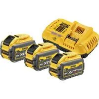 XR FLEXVOLT Akku Starterkit DCB118X3, inkl. 3x Akku 54Volt 3Ah, Set gelb/schwarz, 54Volt 3Ah oder 18Volt 9Ah, Schnellladegerät DCB118