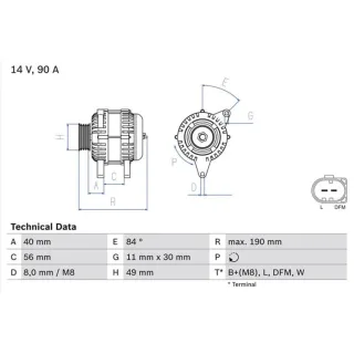 Bosch Lichtmaschine 90A VW Transporter T4 1,9 TD