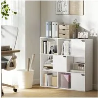 HOMCOM Bücherregal 9 Würfelfächer, Standregale 1-tlg., für Wohnzimmer, Büro, Weiß