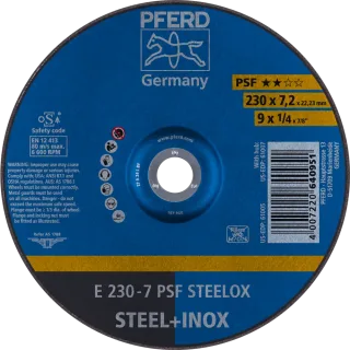 PFERD TOOLS Schruppscheibe E Universallinie PSF STEELOX für Stahl/Edelstahl - 62023640