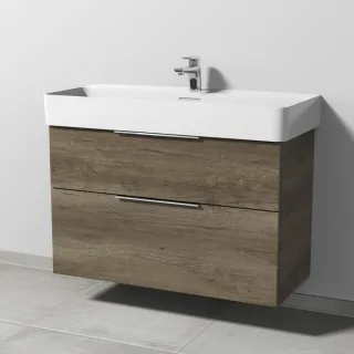 Sanipa 3way Waschtischunterbau zu Laufen VAL Waschtisch mit 2 Auszügen, Eiche-Nebraska UM82437