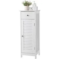 VASAGLE Badkommode Badezimmerschrank, Badschrank schmal, Lamellentür